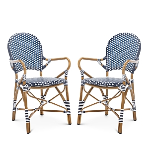 Safavieh Hooper Indoor-outdoor Stacking Arm Chair, Set Of Two In Navy/white/light Brown