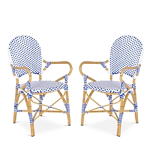 Safavieh Hooper Indoor-outdoor Stacking Arm Chair, Set Of Two In Blue/white/light Brown