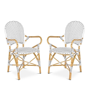 Safavieh Hooper Indoor-outdoor Stacking Arm Chair, Set Of Two In Gray/white/light Brown