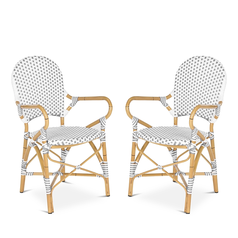 Safavieh Hooper Indoor-outdoor Stacking Arm Chair, Set Of Two In Gray/white/light Brown