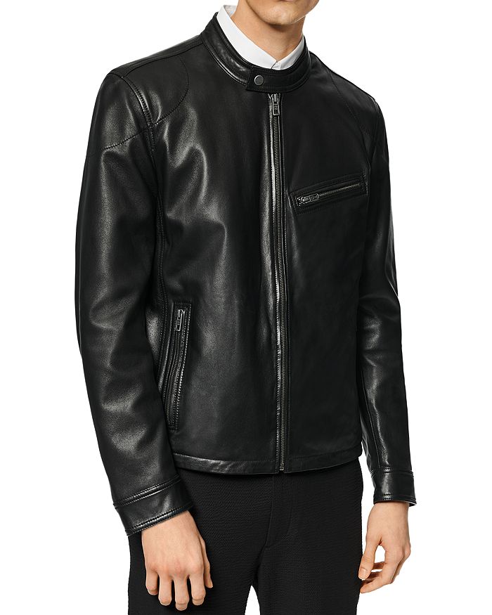 Andrew Marc Dewey Leather Racer Jacket | Bloomingdale's