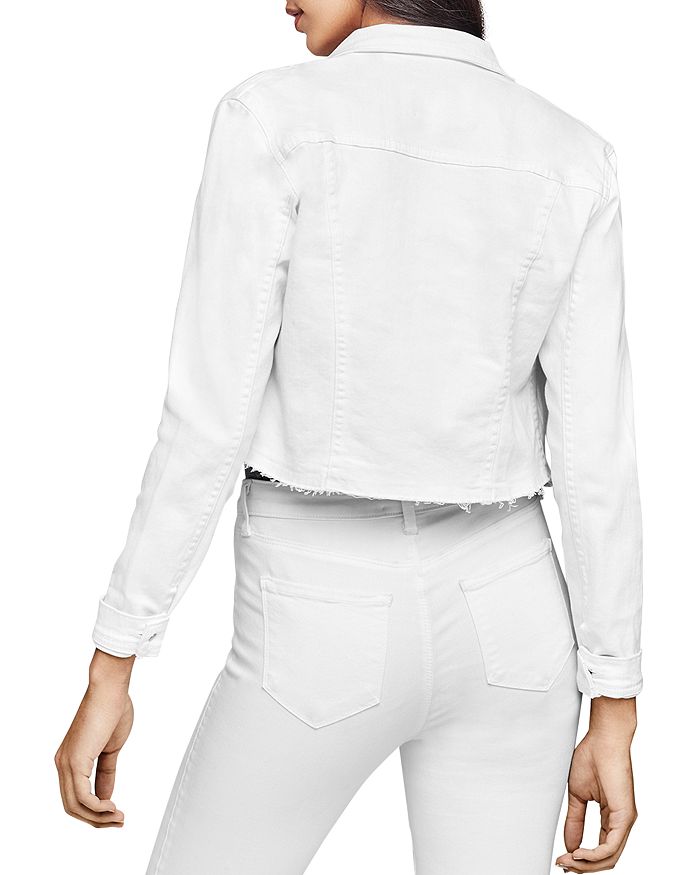 Shop L Agence L'agence Janelle Slim-fit Raw Denim Jacket In Blanc