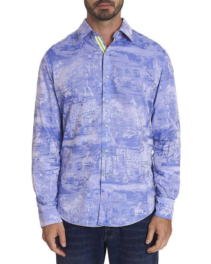 dressing gownRT GRAHAM SUMMER CRUISING LIMITED EDITION COTTON-BLEND JACQUARD CLASSIC FIT BUTTON-UP SHIRT,RS201633CF