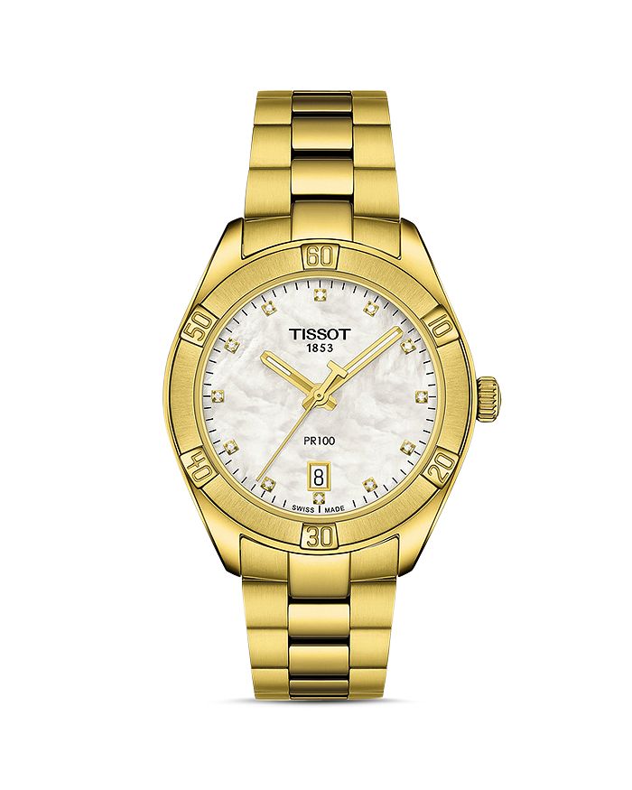 Tissot Pr 100 Classic Chronograph Bracelet Watch, 38mm In Gold/white