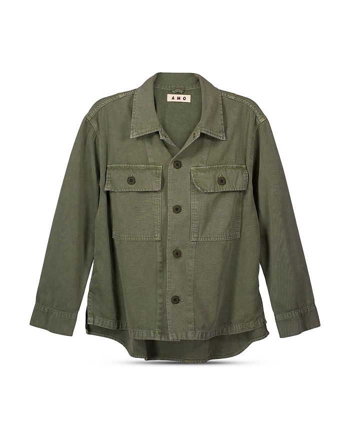 Amo Button-front Jacket In Army Green
