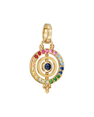 Temple St. Clair - Temple St. Clair 18K Gold Mini Tolomeo Pendant with Multi-Colored Sapphires and Diamonds