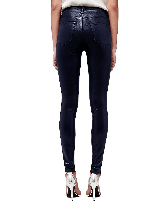 Shop L Agence L'agence Marguerite Coated High Rise Skinny Jeans In Navy Coated