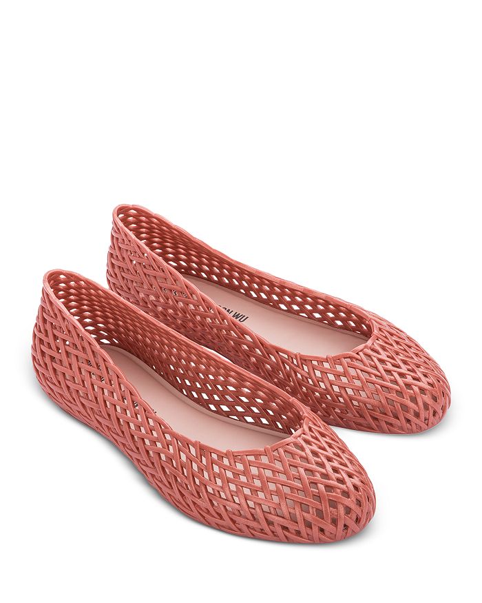 Melissa Women's Tao + Jason Bubble Gum Scented Cut Out Flats In Pink Red
