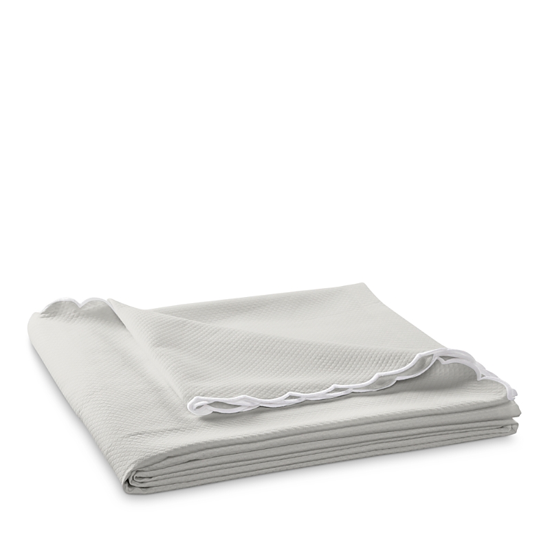Matouk Diamond Pique Coverlet, Twin In Silver