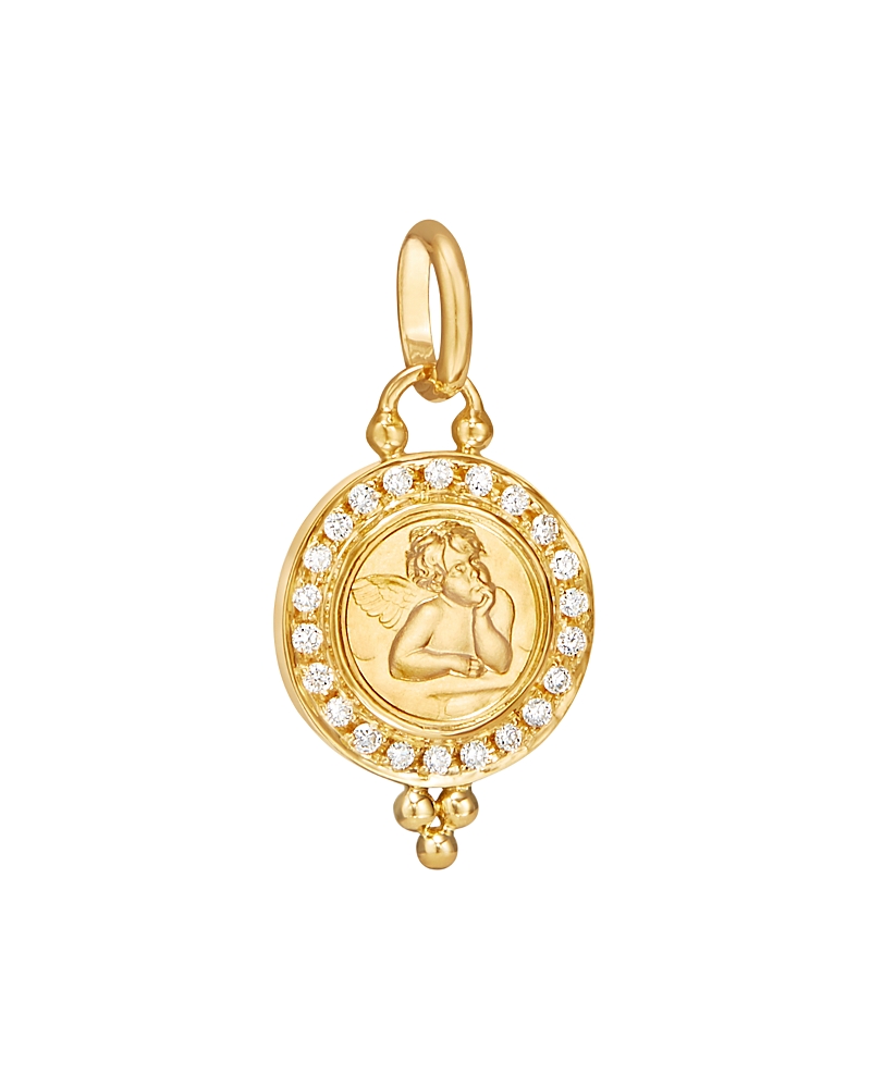 Temple St. Clair 18K Gold 10mm Angel Pendant with Diamond Pave