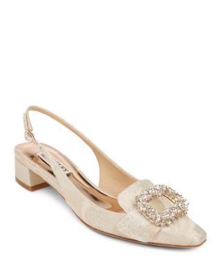 badgley mischka valerie rhinestone strap satin pumps