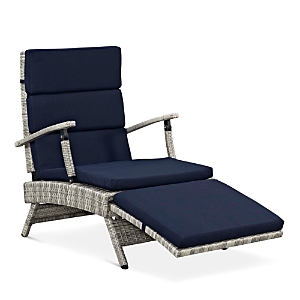 Modway Envisage Chaise Outdoor Patio Wicker Rattan Lounge Chair In Light Gray Navy