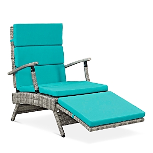 Modway Envisage Chaise Outdoor Patio Wicker Rattan Lounge Chair In Light Gray Turquoise