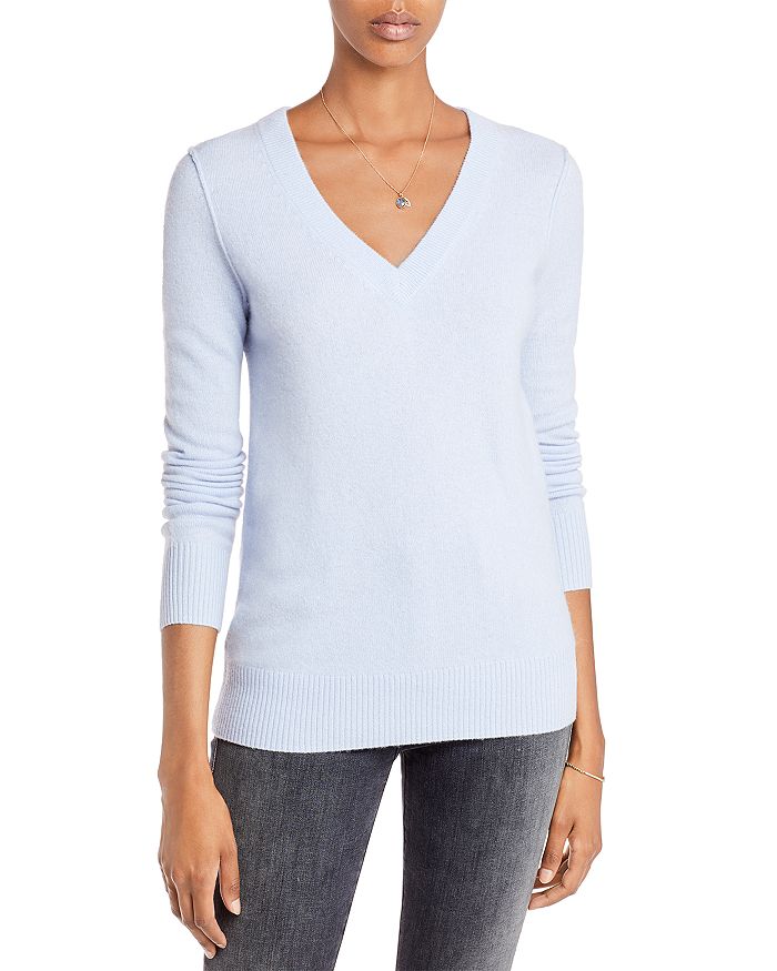 Aqua Cashmere V-neck Cashmere Sweater - 100% Exclusive In Opal