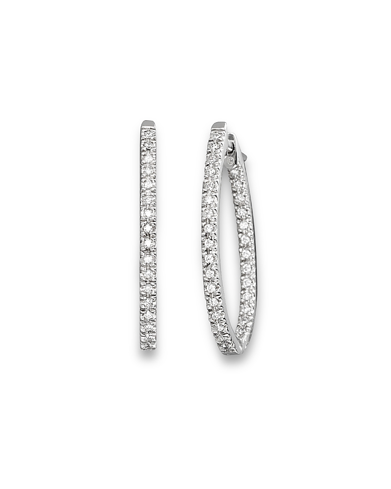 Inside Out Diamond Hoop Earrings in 14K White Gold, 0.50 tcw