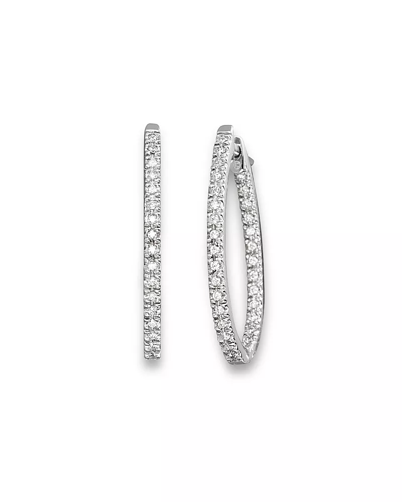 Inside Out Diamond Hoop Earrings in 14K White Gold, 0.50 tcw