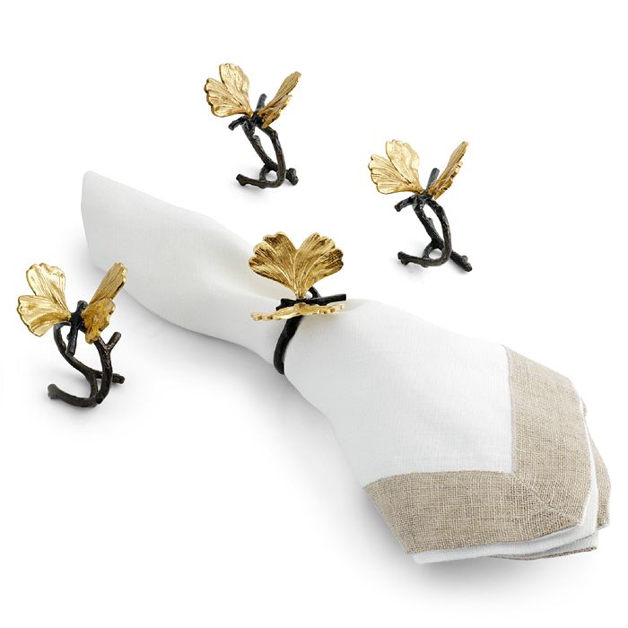Shop Michael Aram Butterfly Ginkgo Napkin Ring Set In Gold