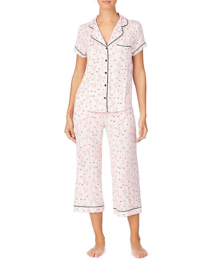 Kate Spade New York Printed Cropped Pajama Set In Pink Print