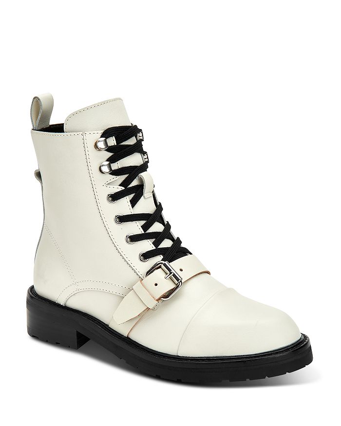 Allsaints Women's Donita Combat Boots In White/black