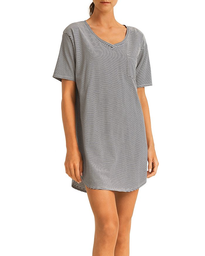 Natural Skin Montana Striped Sleep Shirt In Midnight/soy Latte