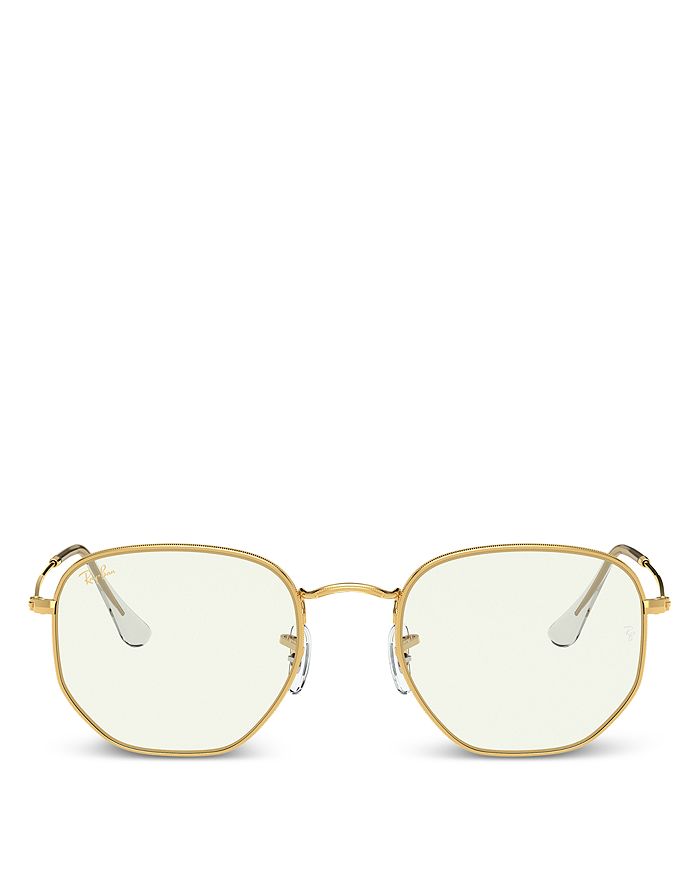 Ray Ban Ray-ban Unisex Round Blue Light Glasses, 54mm In Legend Gold/blue Light Filter