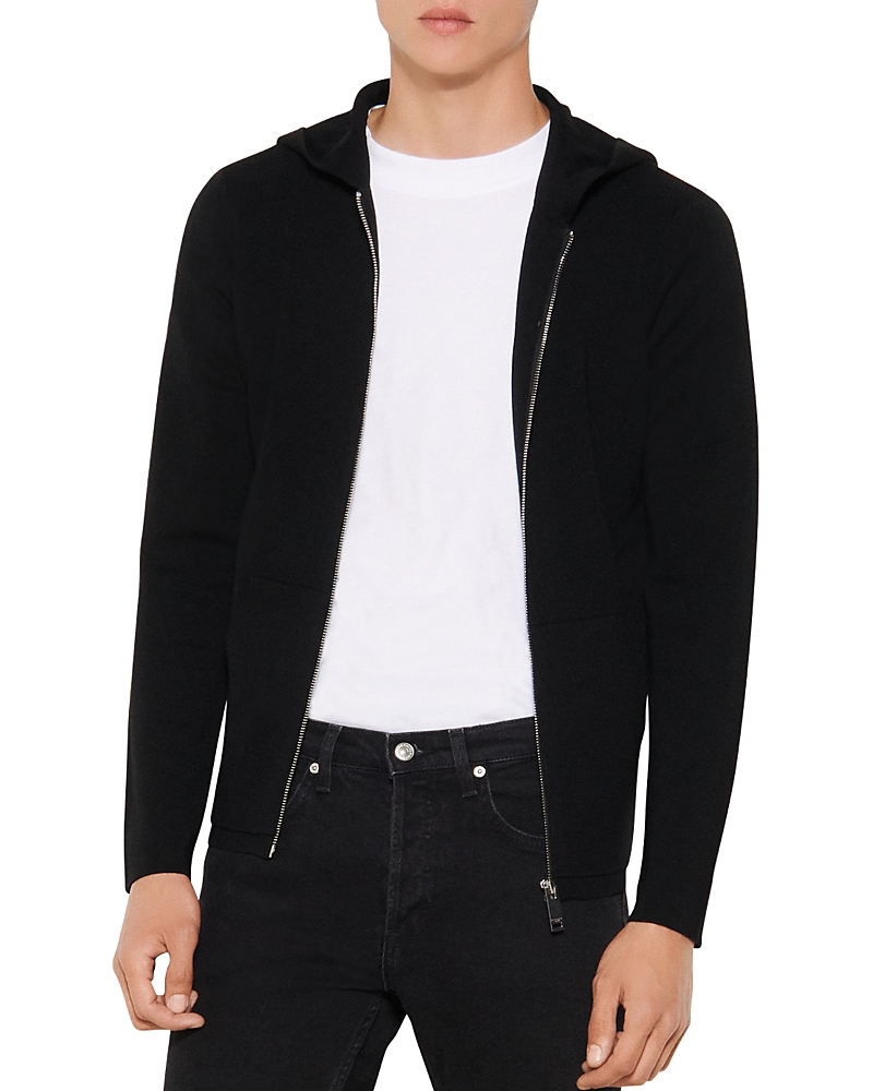 Sandro Wire Wool Slim Fit Hoodie In Black