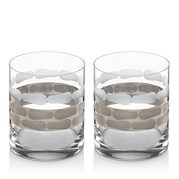 Shop Michael Wainwright Truro Double Old Fashioned Glass Set Of 2 In Clear/platinum
