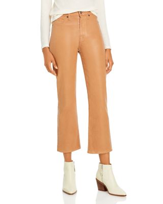 High Waisted Coated Slim Kick Jeans 