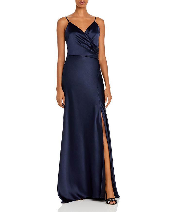 Aqua Ruched Satin Gown - 100% Exclusive In Navy
