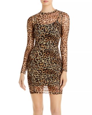 ruched leopard print dress