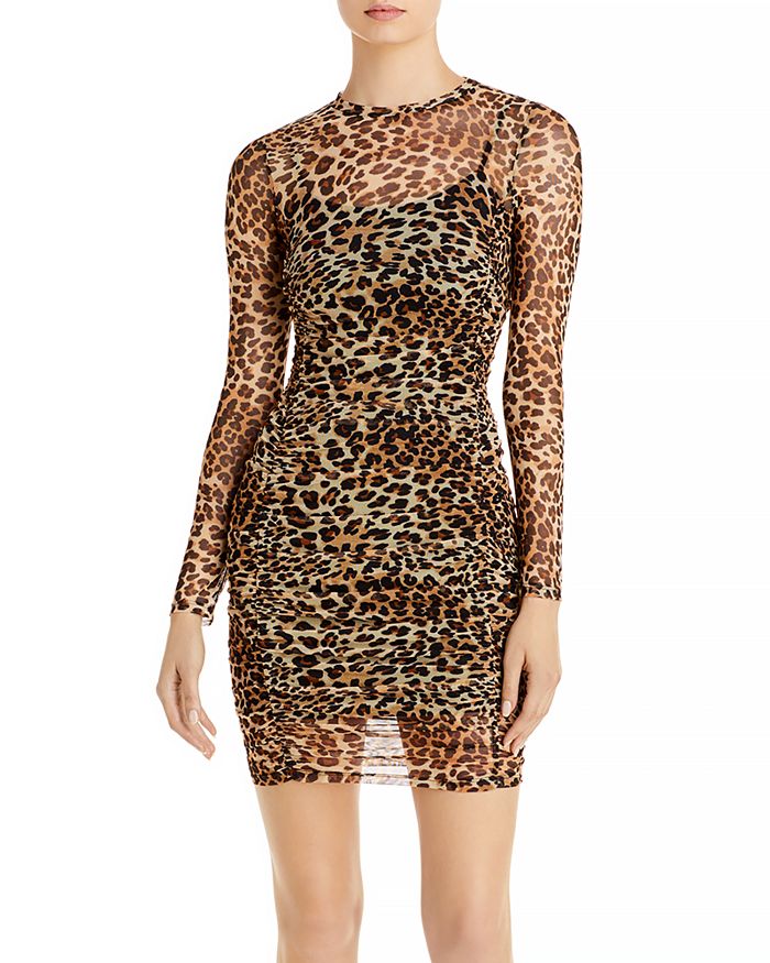 Aqua Ruched Leopard Print Dress - 100% Exclusive In Tan Multi