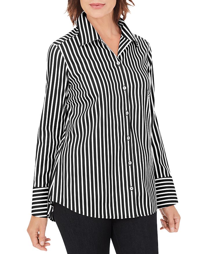 FOXCROFT STRIPED BUTTON FRONT SHIRT,192561