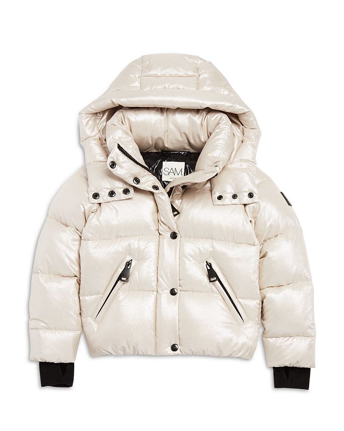 Sam Girls' Elsa Shimmer Down Puffer Jacket - Big Kid In White Gold