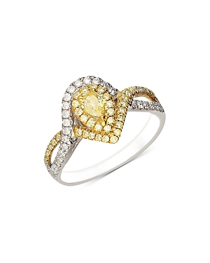 Bloomingdale's White & Yellow Pear Diamond Ring in 14K White & Yellow Gold - 100% Exclusive