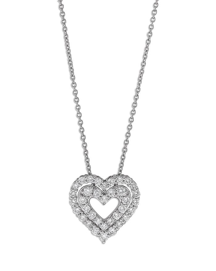 Bloomingdale's Diamond Cluster Heart Pendant Necklace In 14k White Gold, 0.50 Ct. T.w. - 100% Exclusive
