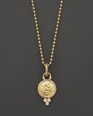 18K Gold 10mm Angel Pendant with Diamonds