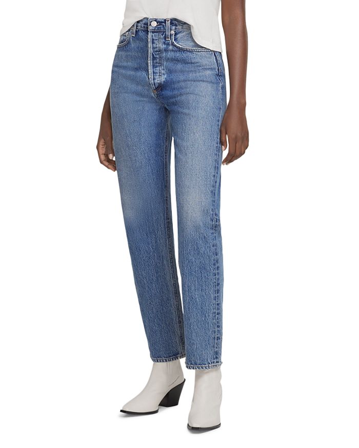 Womens Jeans Agolde Jeans Agolde Denim Pinch High-rise Straight Jeans in Blue 