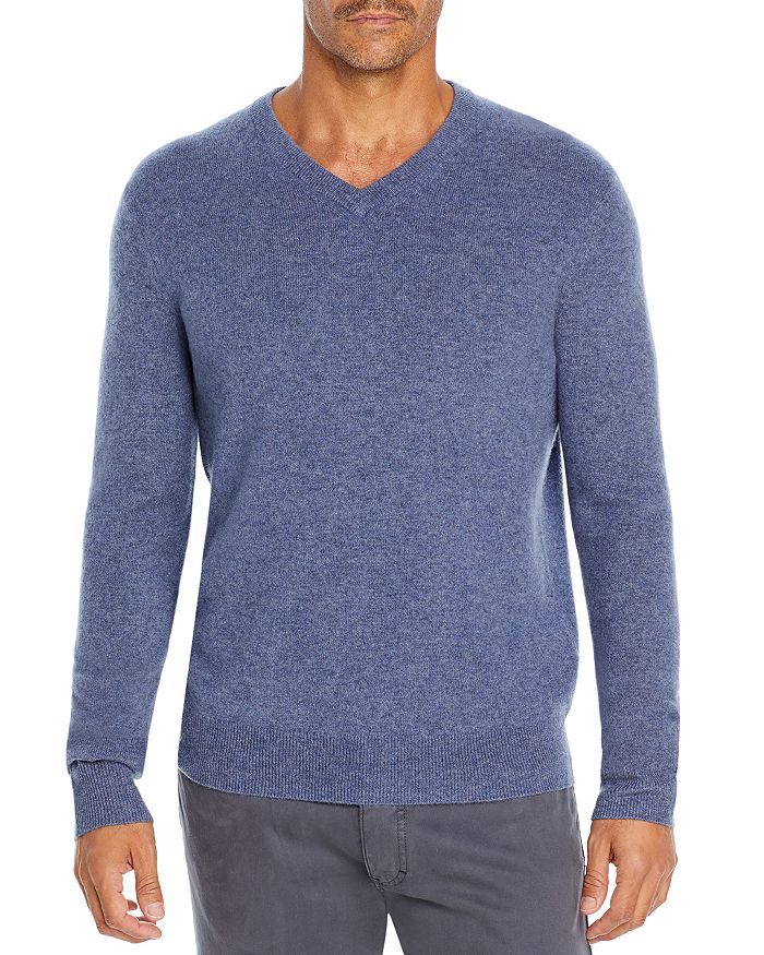 The Men's Store At Bloomingdale's Cashmere V-neck Sweater - 100% Exclusive In Light Steel Blue