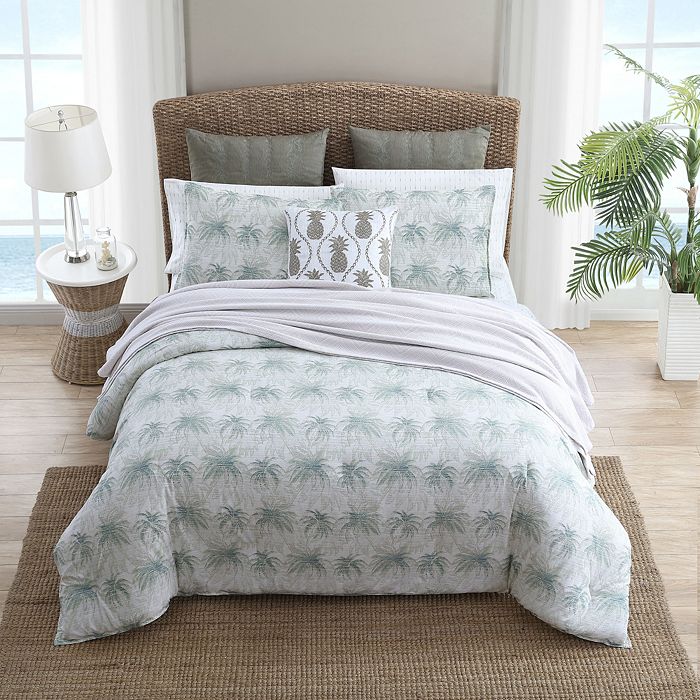 Tommy Bahama Distressed Palm Green Full/queen Comforter Set In Dark ...