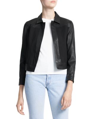 open front leather jacket