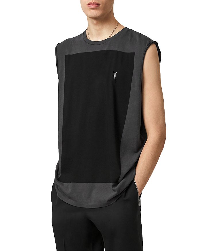 ALLSAINTS LOBKE COTTON COLOR BLOCKED SLEEVELESS TEE,MD173S