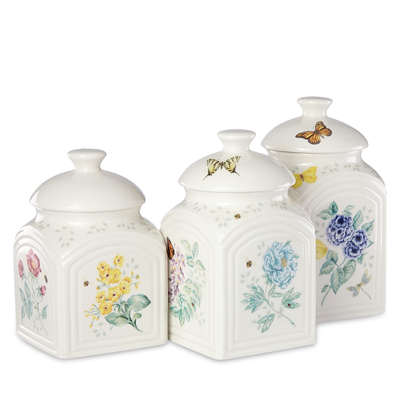Lenox Butterfly Meadow 3 Piece Canister Set In White