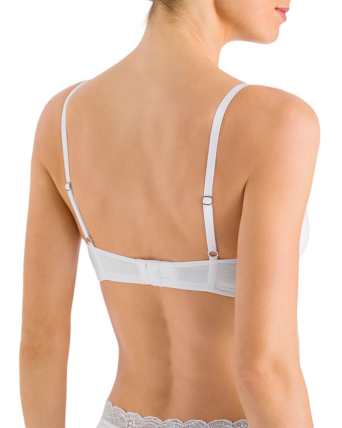 Shop Hanro Cotton & Lace Spacer T-shirt Bra In White