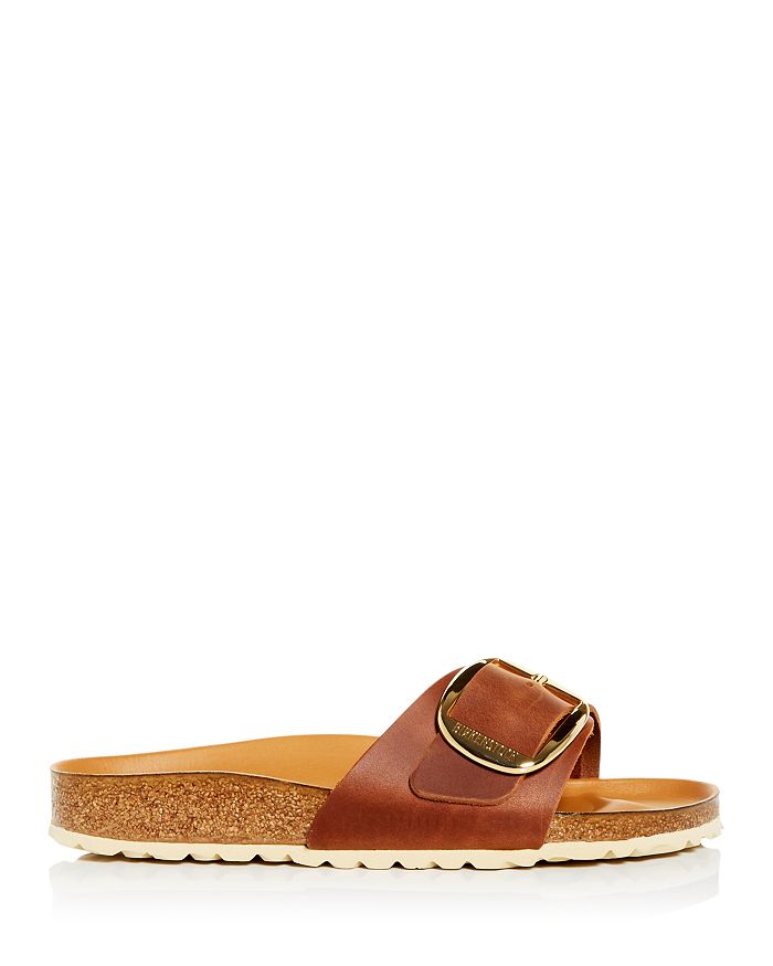 Shop Birkenstock Women's Madrid Big Buckle Sandals In Beige Leather/gold
