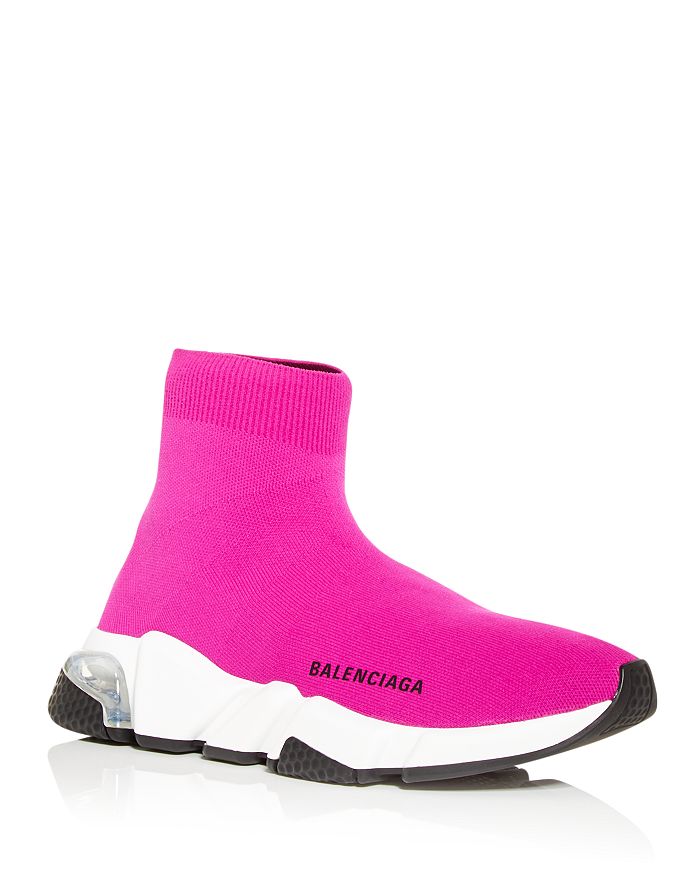 Balenciaga Speed Stretch-knit High-top Sneakers In Fuschia Multi