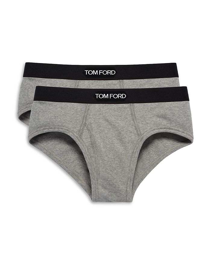 Shop Tom Ford Cotton Blend Briefs, Set Of 2 In Gray