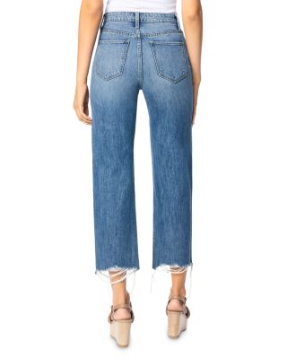 straight leg frayed jeans