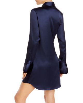 aqua tie front long sleeve dress