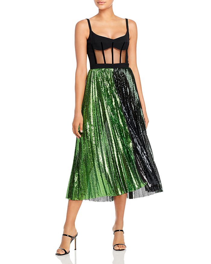 David Koma Corset Top Pleated Sequinned Skirt Dress | Bloomingdale's