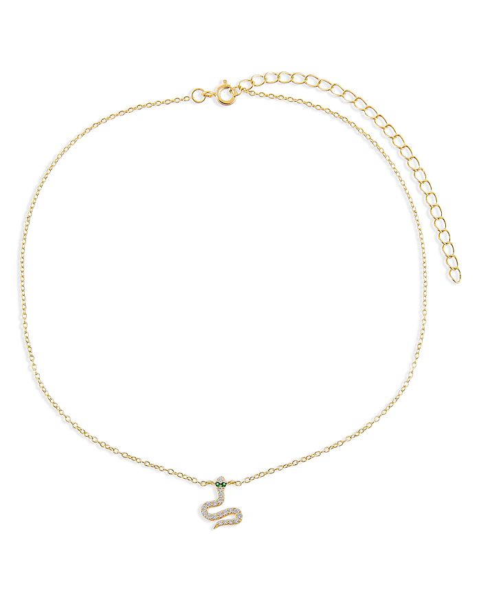 Adinas Jewels Adina's Jewels Pave Snake Charm Choker Necklace, 11.5-14.5 In Gold